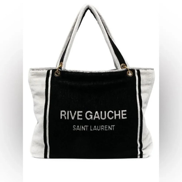 SAINT LAURENT NEW Terry Cloth Rive Gauche Towel Tote Bag unisex luxury - Picture 1 of 14